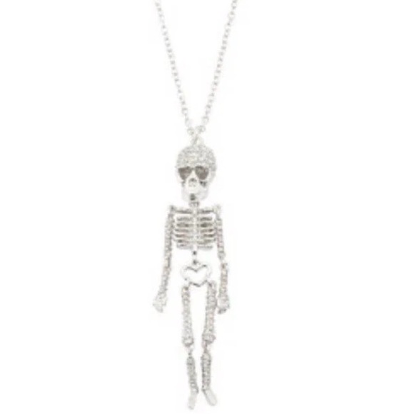 Betsey Johnson Jewelry - Betsey Johnson Faux Stone Pavé Skeleton Pendant Long Necklace